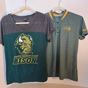 NDSU Set of 2 Bison green and gold women's t-shirt size L